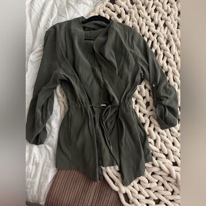 Zara Olive Green Drawstring Utility Jacket